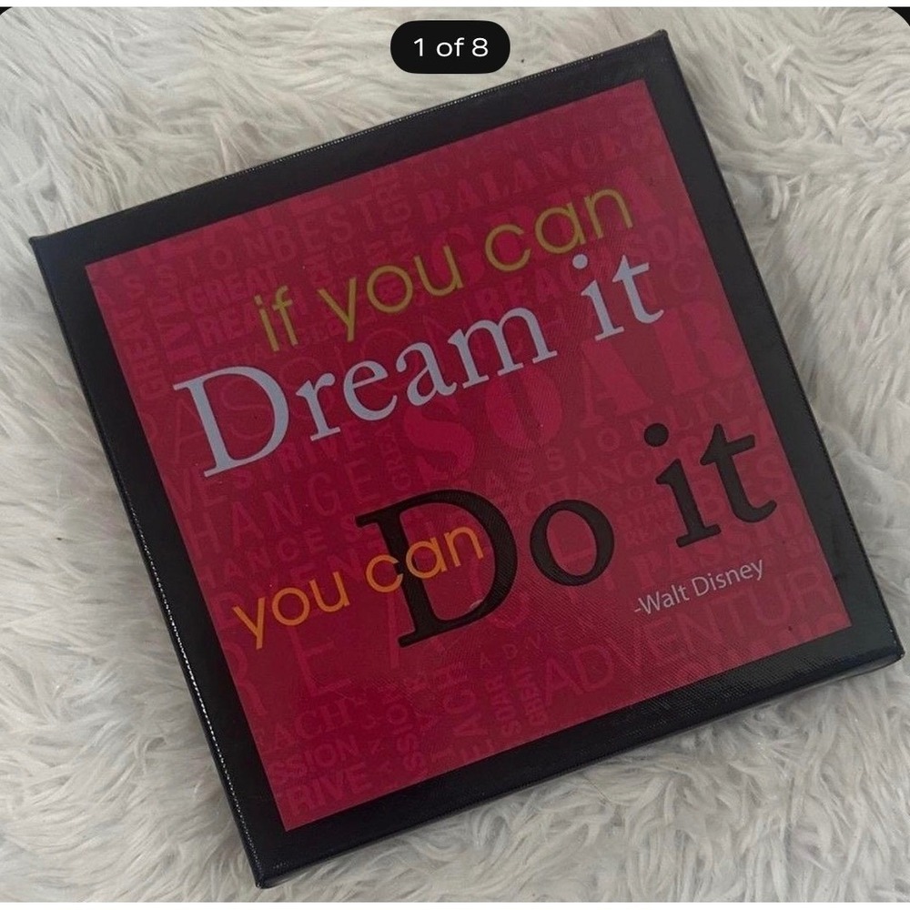 Walt Disney If You Can‎ Dream It You Can Do It Wall Art Pink Red Square Canvas